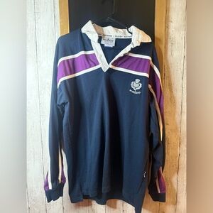 Rugby Scotland Long Sleeve Polo in Navy and Purple